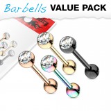 Lot de piercings langues 11 - PVD cristal transparent