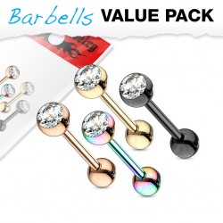 Lot de piercings langues 11 - PVD cristal transparent