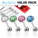 Lot de piercings langues 06 - Acier paillettes