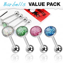 Lot de piercings langues 06 - Acier paillettes