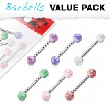 Lot de piercings langues 04 - UV paillettes