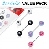 Lot de piercings langues 02 - Coeurs et étoiles