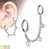 Chaine pour oreille 31 - PVD Triple cristal rond