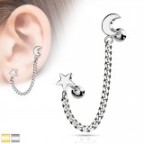 Chaine pour oreille 37 - Gold-ip étoile et lune