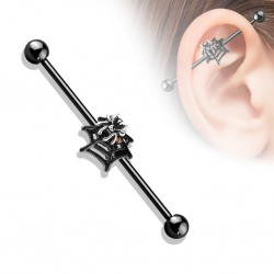 Piercing industriel 29 - Noir avec araignée sur toile