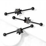 Piercing industriel 29 - Noir avec araignée sur toile