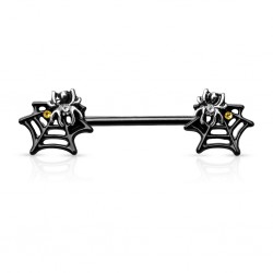 Piercing téton barbell 102 - Black araignées