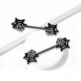 Piercing téton barbell 102 - Black araignées