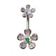 Piercing nombril fleur 23 - Gems auroras