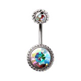 Piercing nombril strass aurora haut et bas (D56)