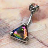 Piercing nombril cristal triangle creux aurora haut et bas (D75)