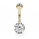 Piercing nombril plaqué or Double zircone transparent (70)