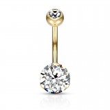 Piercing nombril plaqué-or 70 - Double zircone transparent