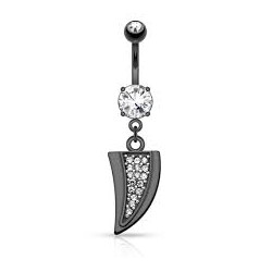 Piercing nombril noir 13 - Triangle strass