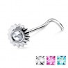 Piercing nez screw 0.5mm 08 - Fleur avec strass
