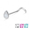 Piercing nez screw 0.5mm 20 - Larme strass