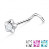 Piercing nez screw 0.5mm 46 - Fleur strass A