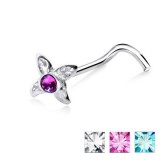 Piercing nez screw 0.5mm 37 - Belle fleur strass