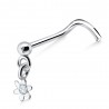 Piercing nez screw 0.5mm fleur pendante avec boule (89)
