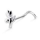 Piercing nez screw 0.5mm 78 - Rose deux feuilles