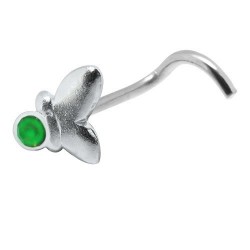 Piercing nez screw 0.5mm 67 - Papillon strass vert pomme