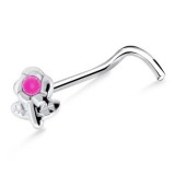 Piercing nez screw 0.5mm 72 - Rose strass lilas