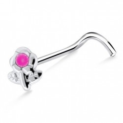 Piercing nez screw 0.5mm 72 - Rose strass lilas
