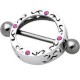 Piercing téton cercle tribal strass rose (12)