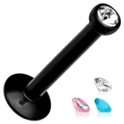 Piercing micro-labret 18 - Black-line strass in