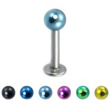 Piercing labret 126 - PVD et acier boule