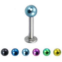 Piercing labret 126 - PVD et acier boule