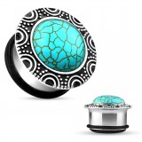 Plug en acier vintage turquoise (AC144)
