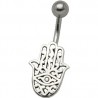 Piercing nombril main de fatma grise (D48)