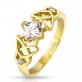 Bague zircone gold-ip carré motifs celtiques (14)