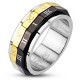 Bague PVD 24 - Chiffres romains sur noir et gold-ip