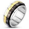 Bague PVD 24 - Chiffres romains sur noir et gold-ip