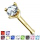 Piercing stud de nez 0.5mm 50 - Or-9k cristal rond