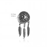 Plug en acier lune et soleil plumes pendantes (AC163)