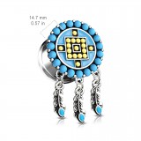Plug en acier attrape rêve perles turquoises (AC164)