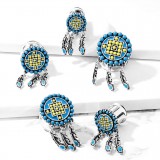 Plug en acier attrape rêve perles turquoises (AC164)