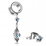 Tunnel antique pendant avec perles turquoises (AC165)