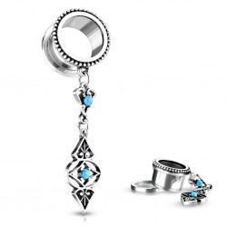 Tunnel antique pendant avec perles turquoises (AC165)