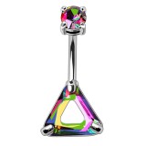 Piercing nombril cristal triangle creux aurora haut et bas (D75)