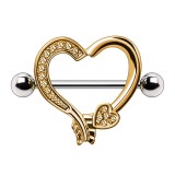 Piercing téton coeur jaune avec strass (67)