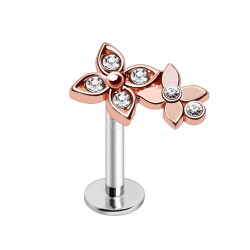 Piercing micro-labret 146 - Gold-ip rose fleurs