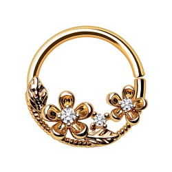 Piercing micro-bcr 203 - Fleurs gold-ip jaune