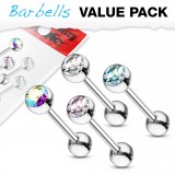 Lot de piercings langues 08 - Boules strass