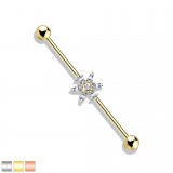 Piercing industriel 31 - Gold-ip fleur pétales avec cristal