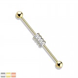 Piercing industriel 52 - Gold-ip quatre zircones