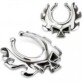 Faux-piercing pour téton 09 - Flames et crane